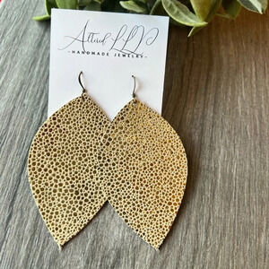 #045 Gold Shimmer Leather Earrings